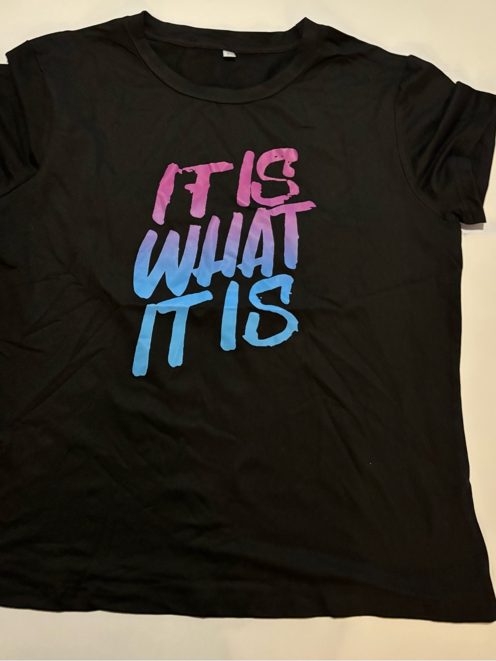 Black Graphic Tee "It Is What It Is" in Pink & Blue